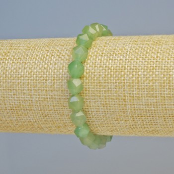 Bracelet of natural nephrite — faceted beads, diameter 7.5×8.5 mm ± (stretch), length 18 cm+