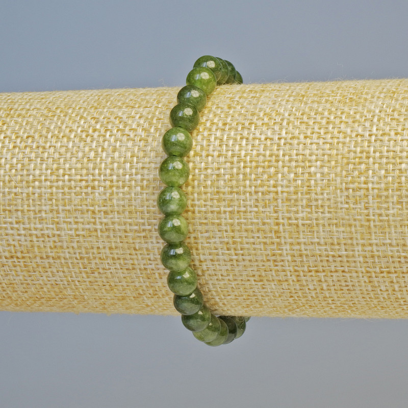 Jadeite Bracelet, Natural Stone, Smooth Bead, Diameter 6.5 mm ± (Stretch), Length 18 cm+