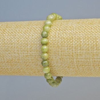 Bracelet with Green Opal (Imitation Acrylic) — smooth beads, diameter about 6 mm ± (stretch), length 18 cm+