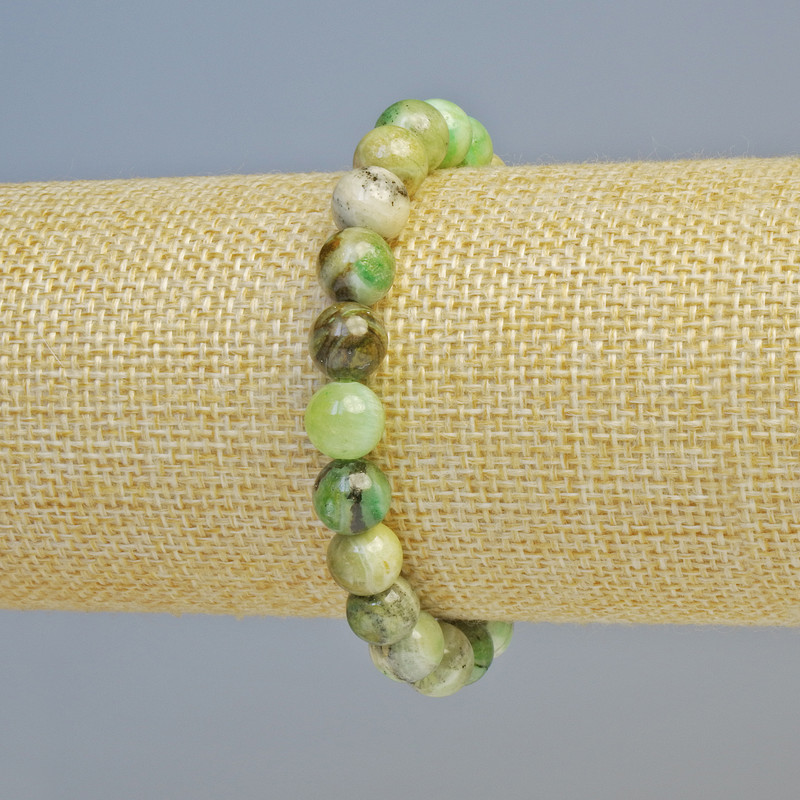 Bracelet Green Opal (Imitation, Acrylic) Smooth beads, 8 mm diameter ± (Stretch), length 18 cm+