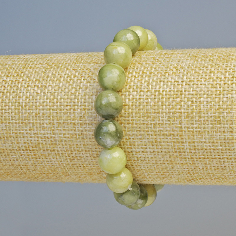 Bracelet Green Opal (acrylic imitation) Smooth beads, diameter 10.5 mm ± (stretch), length 18 cm+