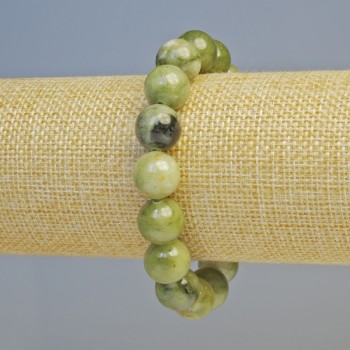 Green Opal Bracelet (imitation, acrylic) smooth beads, diameter 12 mm ± (stretch), length 18 cm+