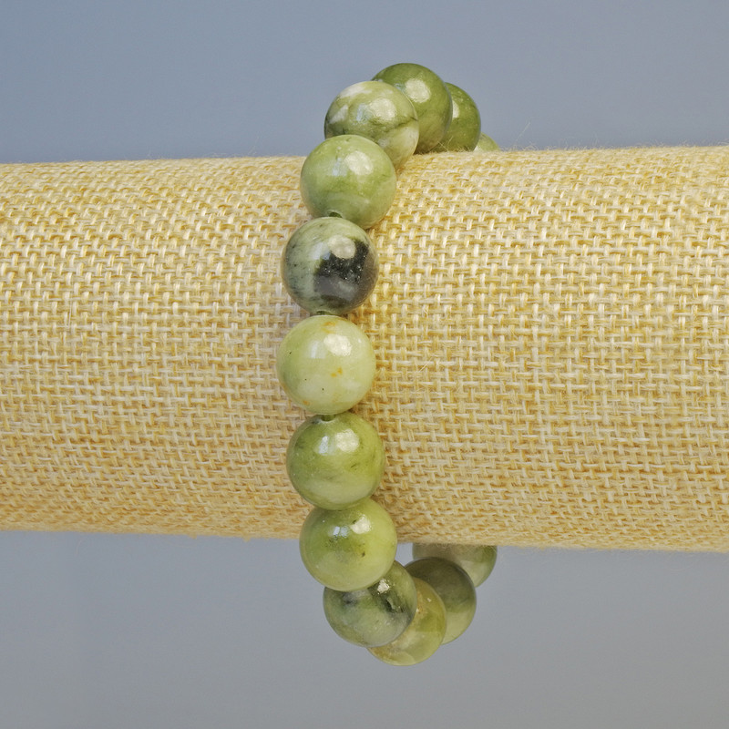Green Opal Bracelet (imitation, acrylic) smooth beads, diameter 12 mm ± (stretch), length 18 cm+