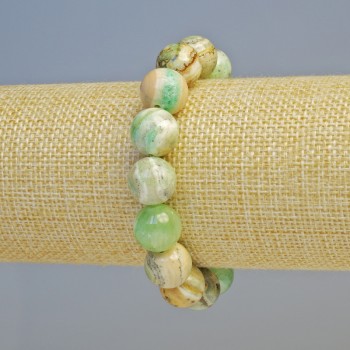 Bracelet with chrysoprase imitation (acrylic) smooth beads, diameter 12 mm ± (stretch), length 18 cm+