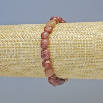 Strawberry Quartz Bracelet, natural stone, faceted, diameter 9x10 mm +/- (stretch), length 18 cm