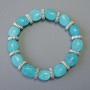 Aquamarine bracelet, natural gemstone, faceted beads, diameter 9×12 mm ± (stretch), length 18 cm ± with metal accents