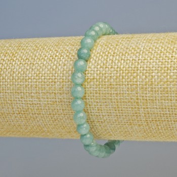 Aquamarine bracelet, natural stone, smooth bead, diameter 6.5 mm ± (stretch), length 18 cm+