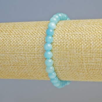 Aquamarine Bracelet (imitation acrylic) smooth bead, diameter 6.5 mm ± (stretch), length 18 cm+