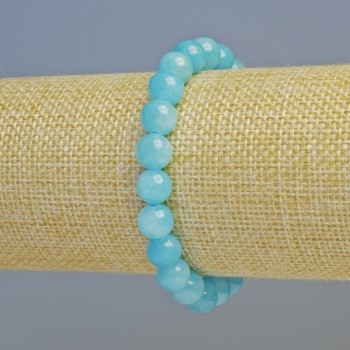 Aquamarine Bracelet (imitation acrylic) smooth bead, diameter 8.5mm +/- (stretch), length 18cm+