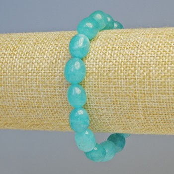 Aquamarine bracelet with natural faceted beads, diameter 9x12mm± (stretch), length 18cm+