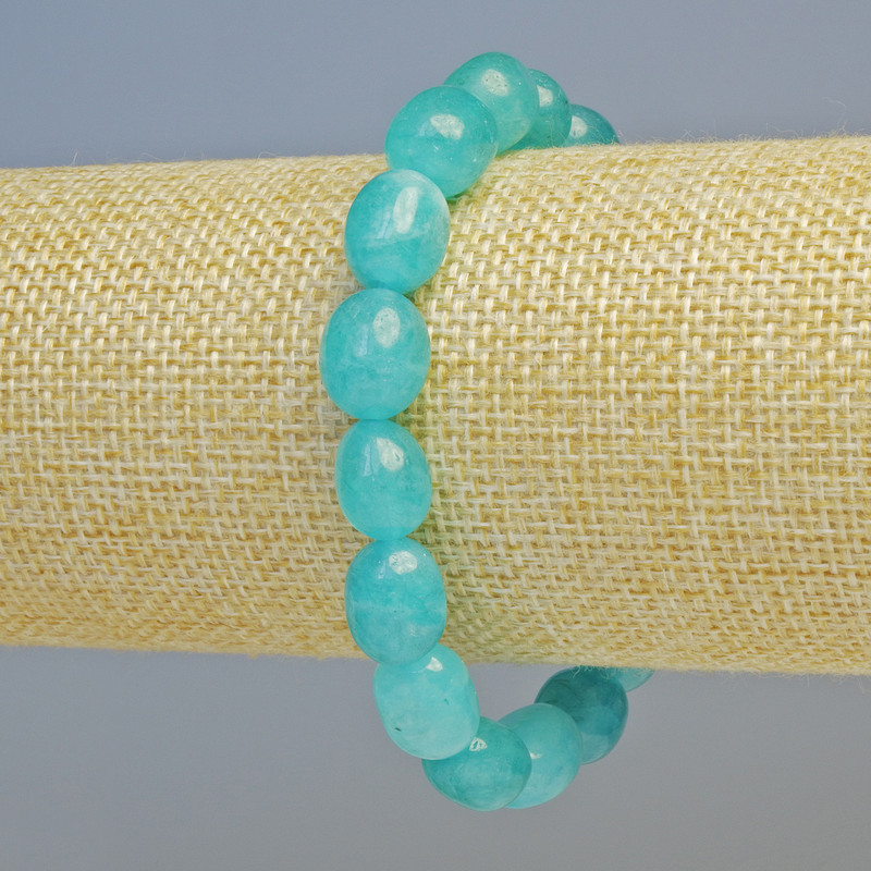 Aquamarine bracelet with natural faceted beads, diameter 9x12mm± (stretch), length 18cm+
