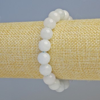 Aquamarine bracelet with natural stone, smooth beads, diameter 10.5 mm ± (stretch), length 18 cm+