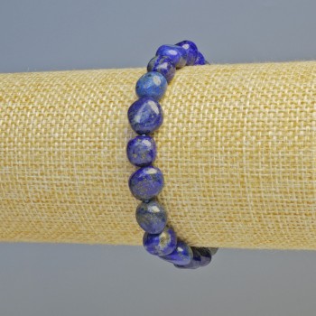 Azurite bracelet, natural stone, faceted, diameter 9mm +/- (stretch), length 18cm+