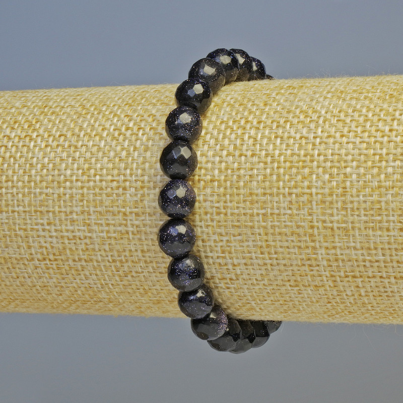 Aventurine Bracelet 'Night of Cairo' (synthetic) faceted bead, 8 mm diameter ± (stretch), length 18 cm+