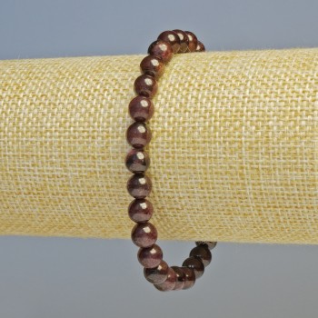 Natural Garnet Bracelet with Smooth Beads, Diameter 6.5 mm ± (Stretch), Length 18 cm+