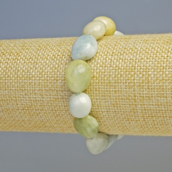 Morganite Bracelet with Natural Stone, Faceted Beads, 12×14 mm ± (Stretch), Length 18 cm