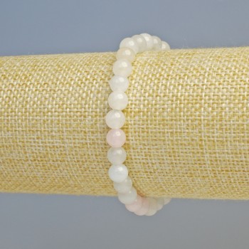 Morganite bracelet, natural stone, smooth bead, diameter 6.5 mm ± (stretch), length 18 cm+