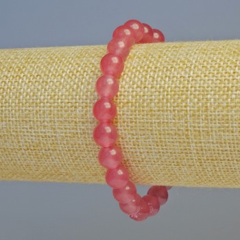 Strawberry Quartz Bracelet (imit.) Smooth bead, 8 mm diameter ± (stretch), length 18 cm+