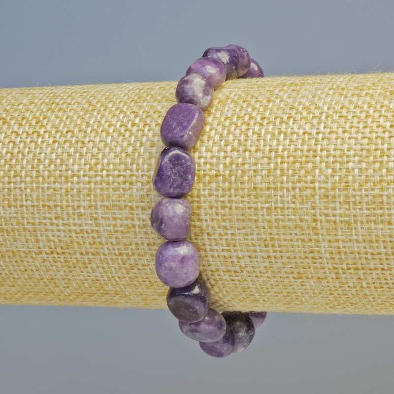 Lepidolite bracelet, natural stone, faceted beads, diameter 9×11 mm ± (stretch), length 18 cm+