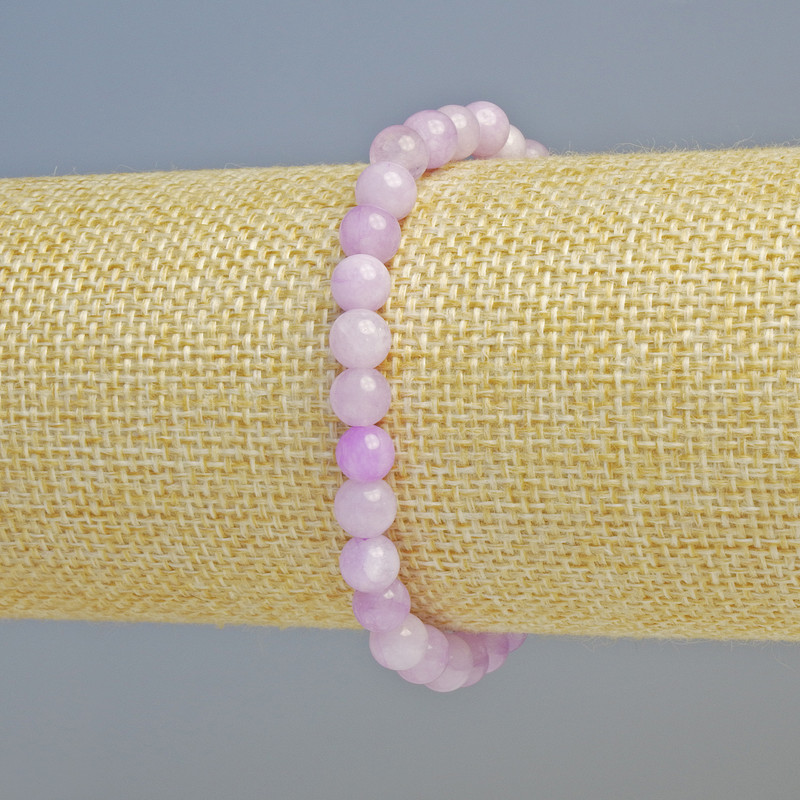 Kunzite Bracelet (Imitation) Smooth Bead, 6 mm Diameter ± (Stretch), Length 18 cm+