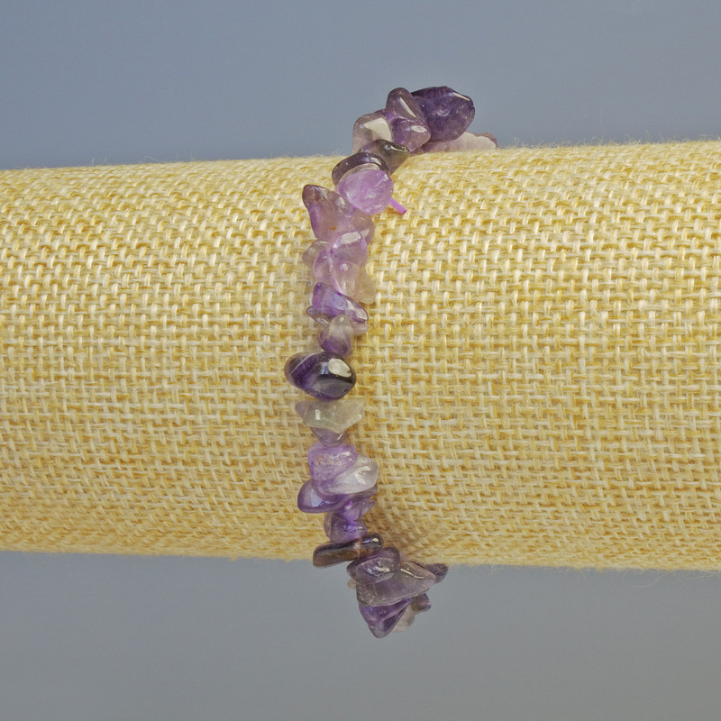 Bracelet with natural amethyst chips, natural gemstone, stretch bracelet, diameter 7×3 mm ±, length 18 cm