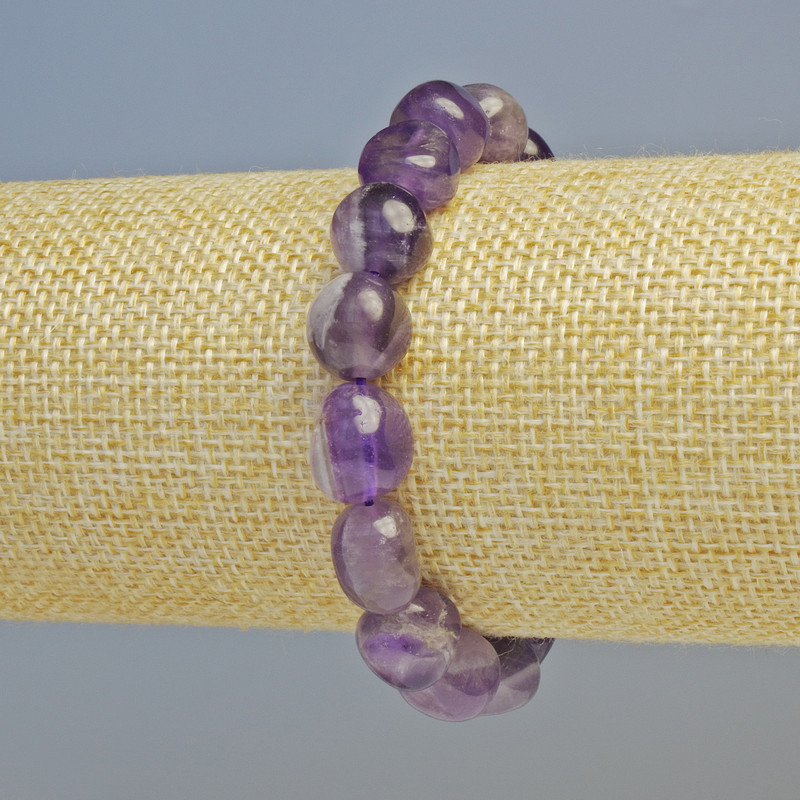 Amethyst Bracelet with Natural Stone, Faceted Beads, Diameter 11x12 mm +/- (stretch), Length 18 cm+