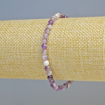 Chevron Amethyst Bracelet, Natural Stone, Smooth Beads, 4 mm Diameter ± (Stretch), Length 18 cm+