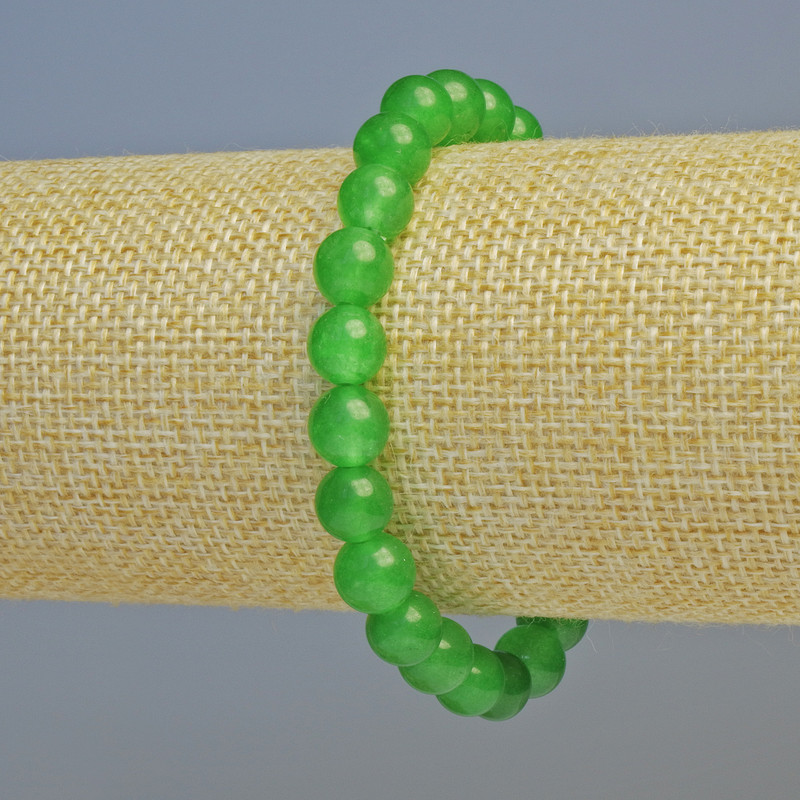 Chrysoprase Bracelet (synthetic) Smooth Beads, 8 mm diameter +/- (stretch), length 18 cm+