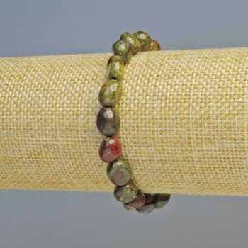 Dragon's Blood Jasper Bracelet, Natural Stone, Faceted Beads, 9x11mm ± (Stretch), 18cm Length