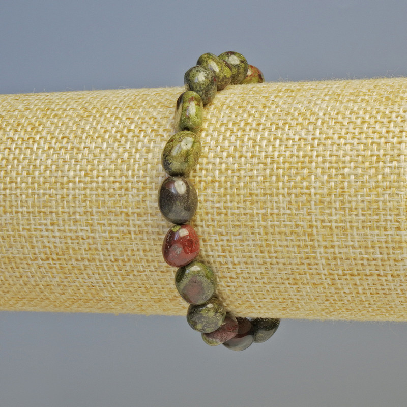 Dragon's Blood Jasper Bracelet, Natural Stone, Faceted Beads, 9x11mm ± (Stretch), 18cm Length