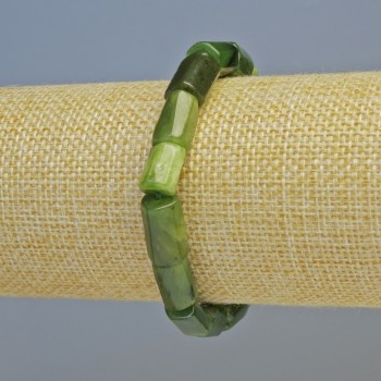 Bracelet made of Canadian jadeite natural stone, faceted cut, diameter 8x12 mm ± (stretch), length 18 cm+