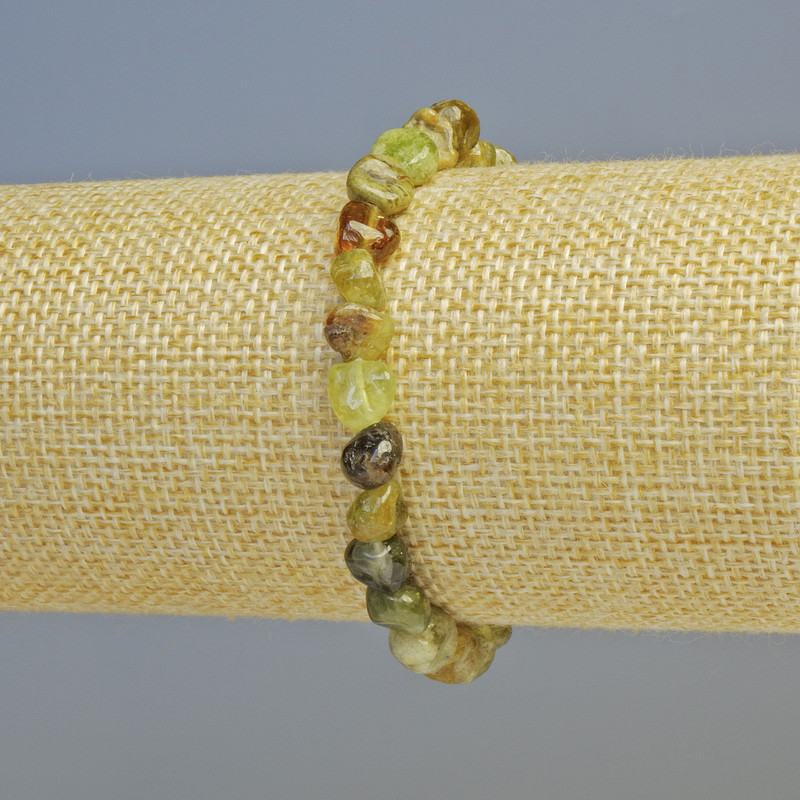 Grossular bracelet (Green Garnet) natural gemstone beads, 7 mm diameter ± (stretch), length 18 cm+