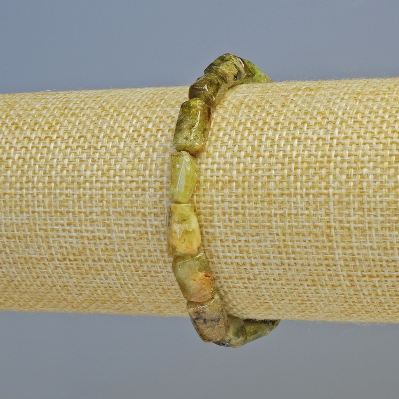 Grossular Bracelet (Green Garnet) Faceted Natural Stone, Diameter 7×11 mm, +/- stretch, Length 18 cm+