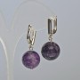 Amethyst earrings, natural stone, smooth ball, diameter 16mm ±, length 33mm ±, English clasp