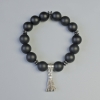 Shungite bracelet (imitation) smooth beads, diameter 12 mm +/- (stretch), length 18 cm +/- with hematite inlays