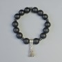 Shungite bracelet (imitation) smooth beads, diameter 12 mm +/- (stretch), length 18 cm +/- with hematite inlays