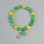 Chrysoprase and Citrine Bracelet (Imitation) Smooth Beads, 10mm Diameter ±, Stretch, 18cm Length ±, with Metal Inserts