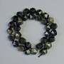 Sun Obsidian Beads, natural stone, faceted, 10x12 mm diameter, 37 cm length, on thread