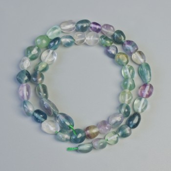 Faceted fluorite beads, natural stone, 8x9 mm, length approx. 40 cm on thread