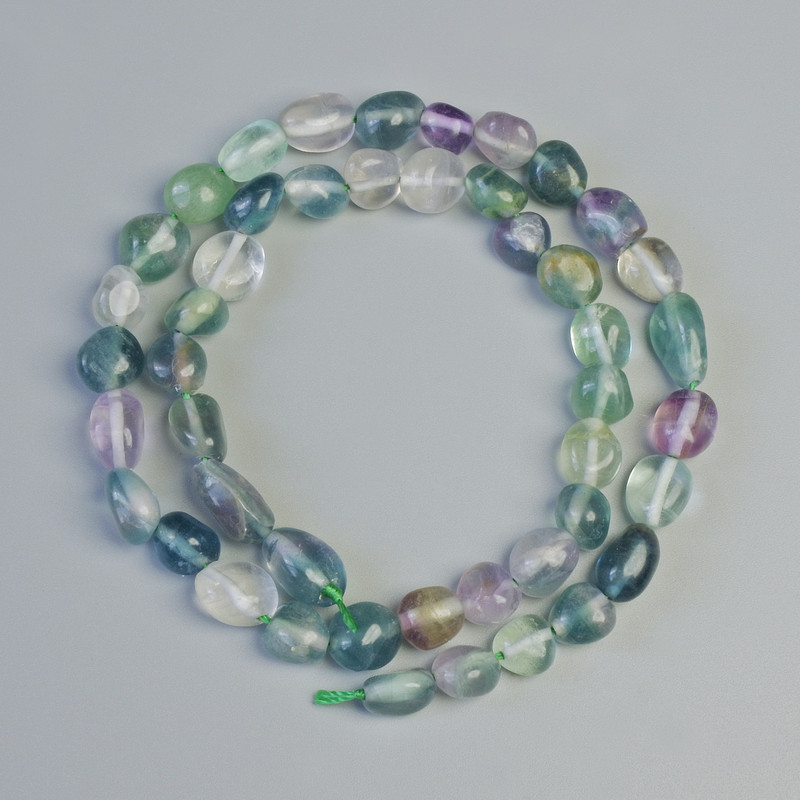 Faceted fluorite beads, natural stone, 8x9 mm, length approx. 40 cm on thread