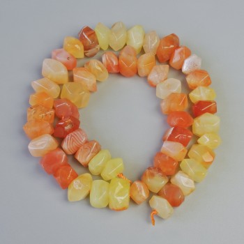 Botswana agate beads orange natural stone, faceted rondelle, diameter 11x7.5 mm, length 38 cm on thread