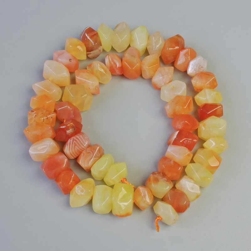 Botswana agate beads orange natural stone, faceted rondelle, diameter 11x7.5 mm, length 38 cm on thread
