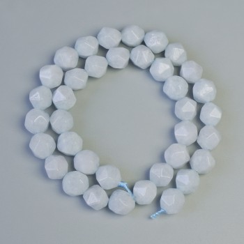 Faceted Aquamarine Beads, Natural Stone, Diameter 9×10 mm, Length approximately 37 cm on thread