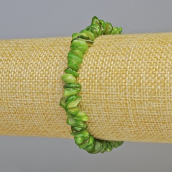 Bracelet with green-toned mother-of-pearl specks, diameter 7x2.5mm ± (stretch), length 18 cm+