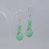 Amazonite Earrings with Smooth Beads, 12 mm Diameter, 6 mm ±, Length 48 mm ±, with Metal Inlays