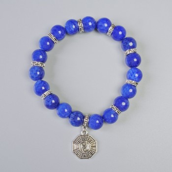 Lapis Lazuli Bracelet (imitation acrylic) smooth beads, diameter 10.5 mm ± (stretch), length 18 cm ± with metal inserts