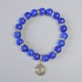 Lapis Lazuli Bracelet (imitation acrylic) smooth beads, diameter 10.5 mm ± (stretch), length 18 cm ± with metal inserts