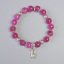 Raspberry Tourmaline Bracelet with a Smooth Bead, 10 mm Diameter +/- (Stretch), Length 18 cm +/- with Metal Inserts