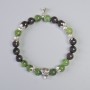 Jadeite and Garnet Bracelet with Smooth Beads, 8.5 mm Diameter +/- (Stretch), Length 18 cm +/- with Metal Inserts