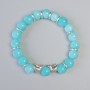 Aquamarine Bracelet with Smooth Beads, diameter 10.5 mm ± (stretch), length 18 cm ± with metal inlays